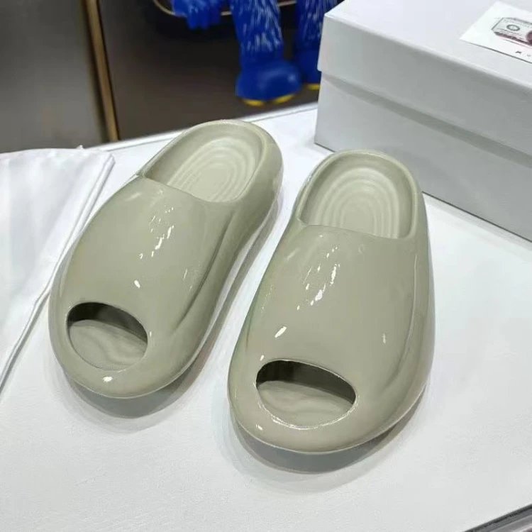 Unbranded Sandals Glossy peep-toe chunky platform slip-on — SKU-02-green [single layer]]
