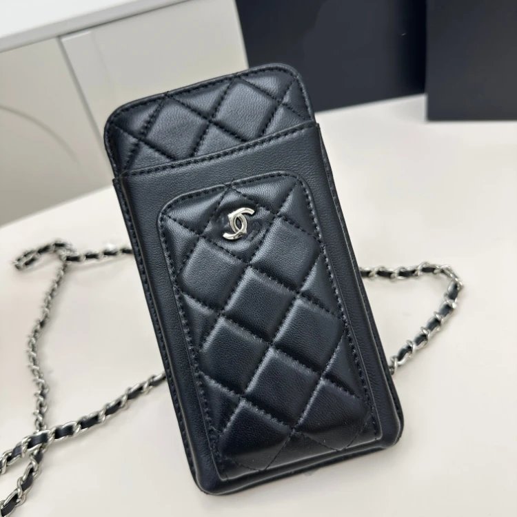 Chanel Quilted Phone Pouch Black Crossbody Bag