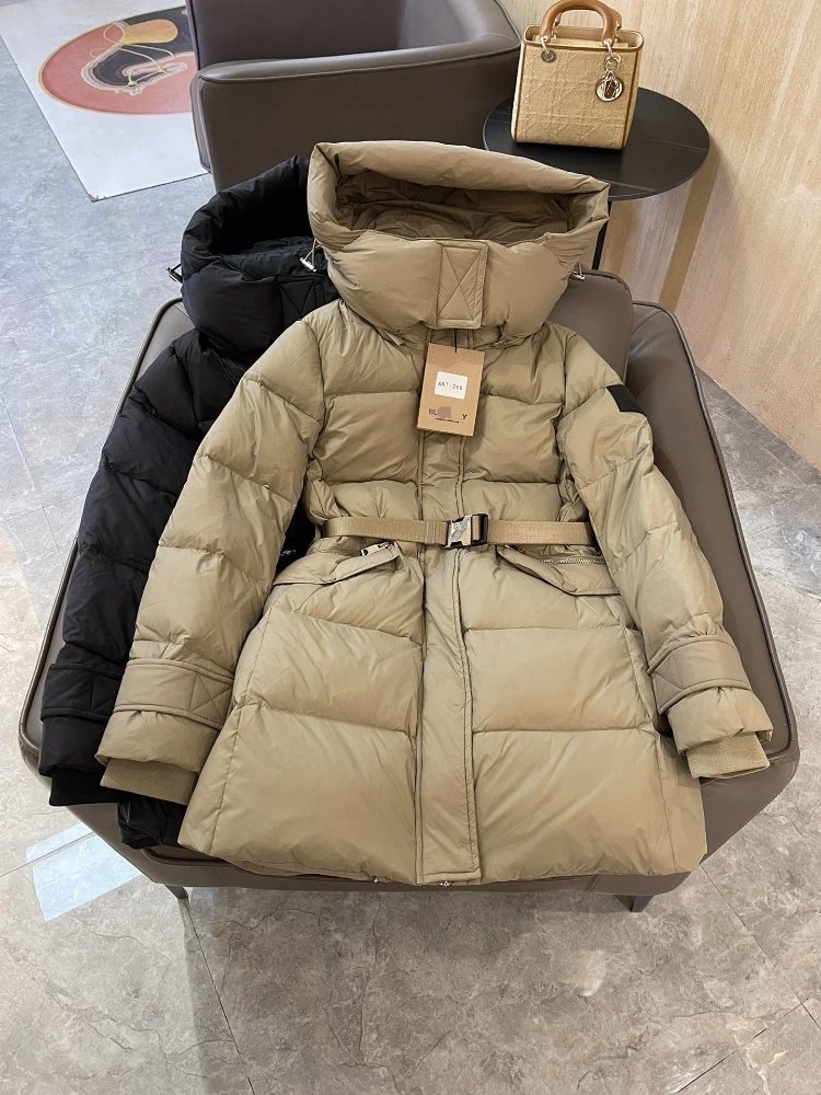 Unbranded Down Jackets Hooded Belted Long Puffer Jacket image 1