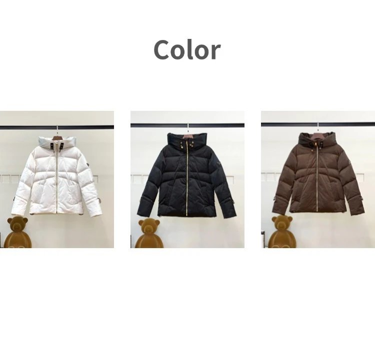 Unbranded Down Jackets Hooded short puffer jacket with drawstring cuffs image 3