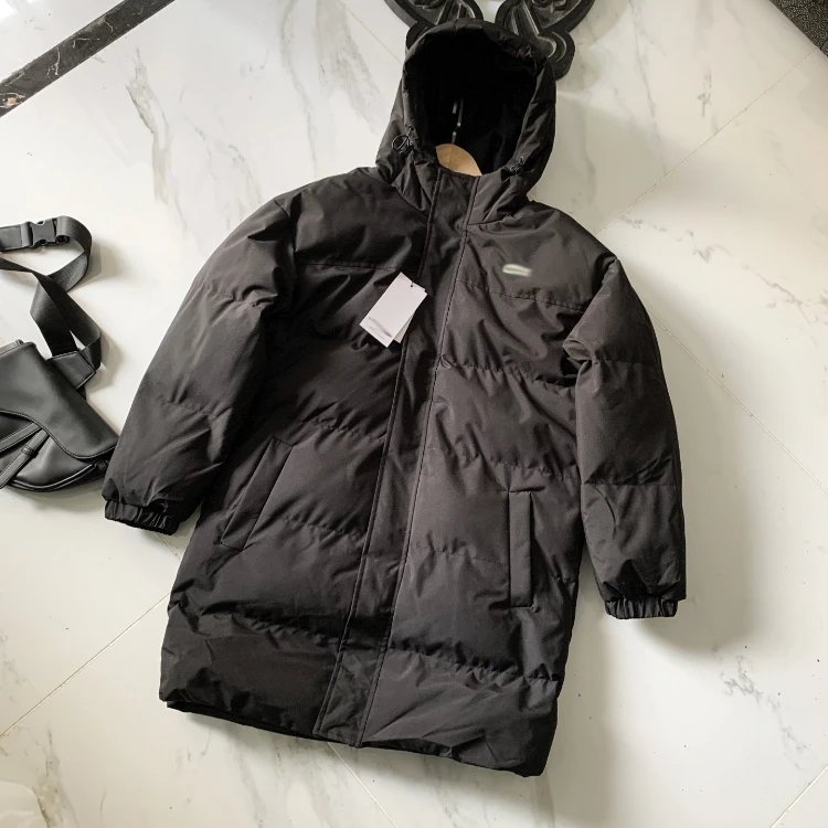 Unbranded Coats Hooded quilted padded mid-length coat — Black