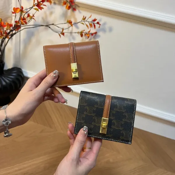 Design Minimalist Tan Leather Card Holder Wallet - 7