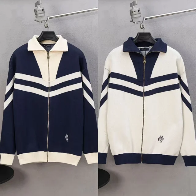 Louis Vuitton Knitwear Color-Block Chevron Full-Zip Knit Cardigan product detail image 1