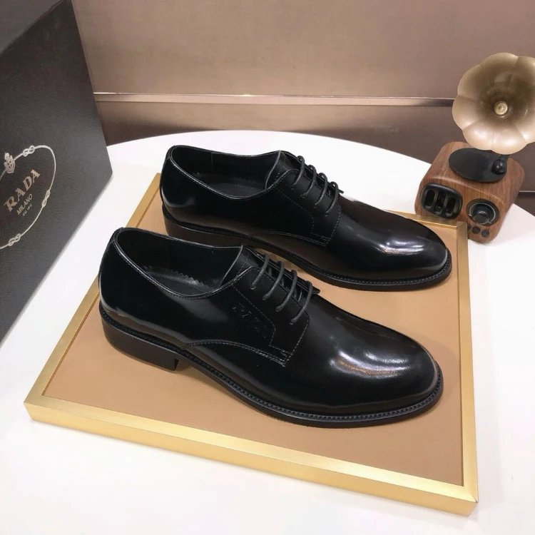 RADA Leather Shoes Lace-Up Derby Dress — Black