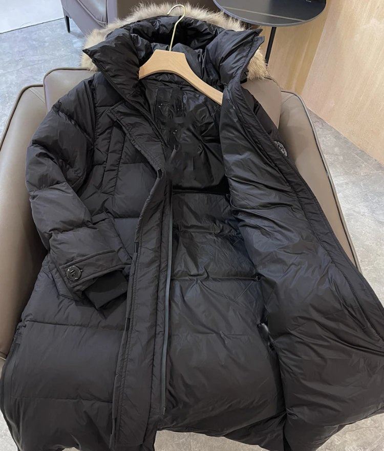 Unbranded Down Jackets Long hooded puffer with faux-fur trim image 6