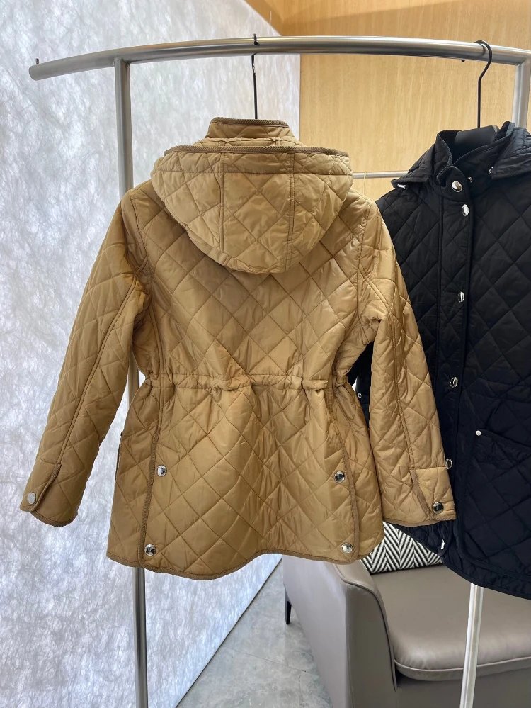 Unbranded Jackets Hooded diamond-quilted padded jacket with drawstring waist and patch pockets image 4
