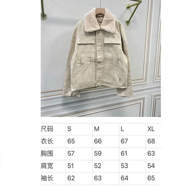 Louis Vuitton Jackets Embossed Monogram Shearling-Collar Jacket product detail image 2