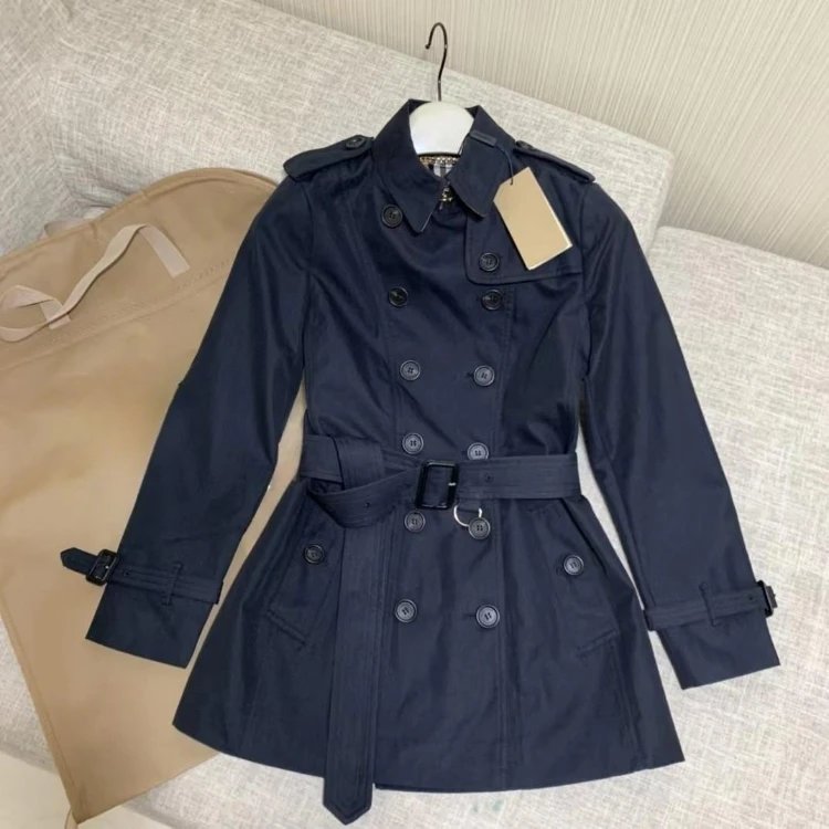 Unbranded Coats Belted Double-Breasted Short Trench Coat image 2