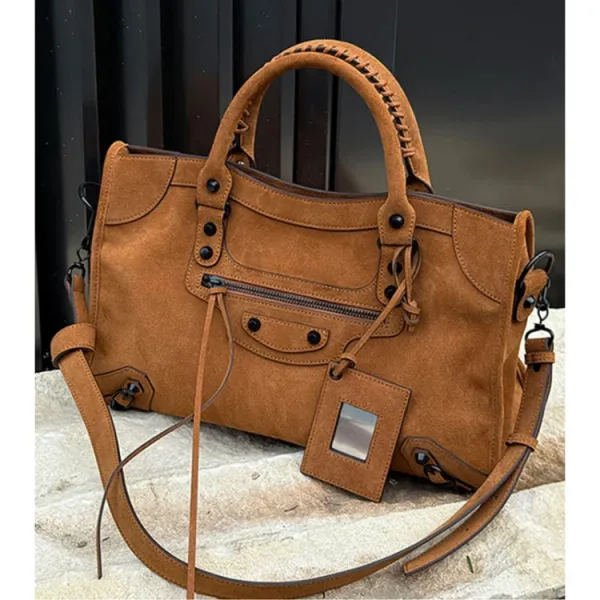 Balenciaga Classic City Gray Suede Handbag - 5