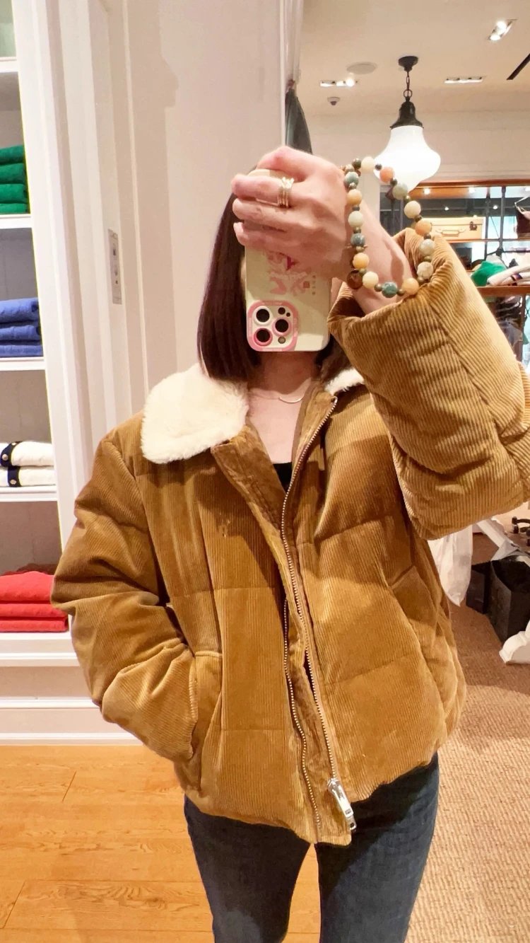 Unbranded Jackets Corduroy quilted padded jacket with faux-shearling collar image 5
