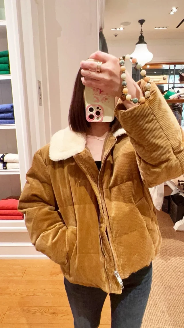 Unbranded Jackets Corduroy quilted padded jacket with faux-shearling collar product detail image 5