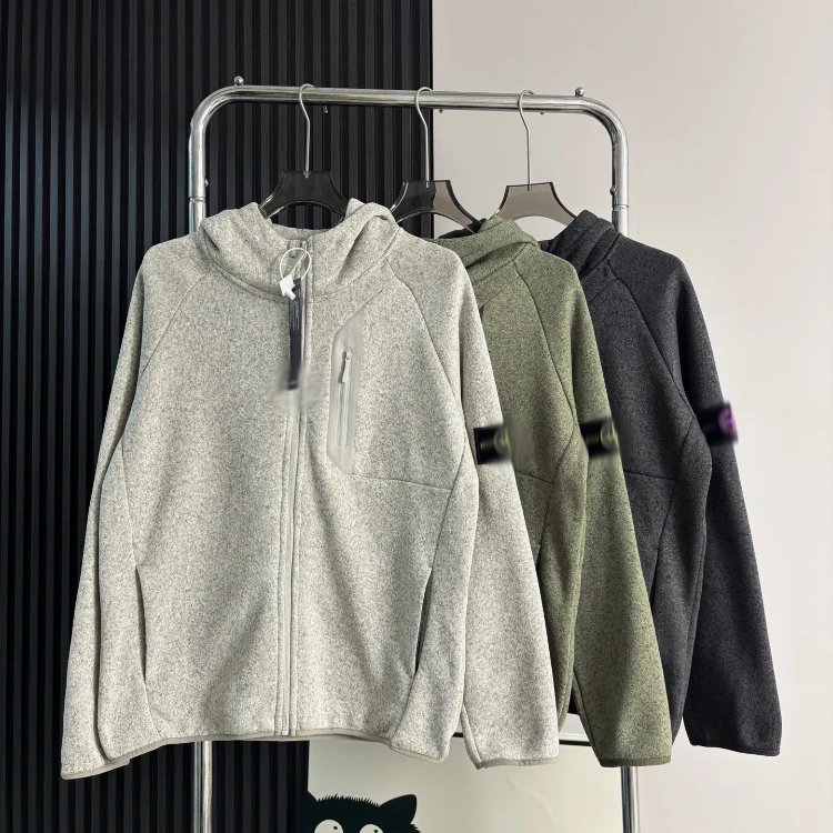 Stone Island Fleece Zip Hooded Jacket with badge