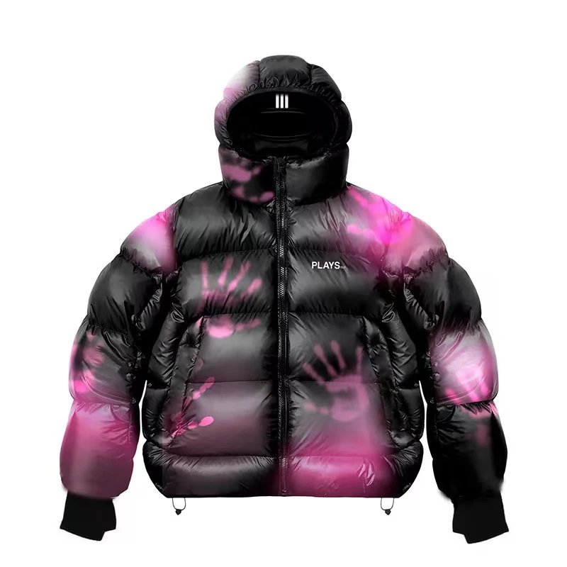 PLAYS CLO Down Jackets 5127 Hooded Printed Puffer Jacket image 5