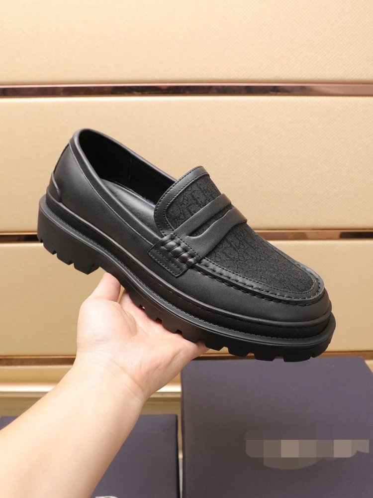 Dior Leather Shoes Monogram Panel Lug-Sole Loafers image 6