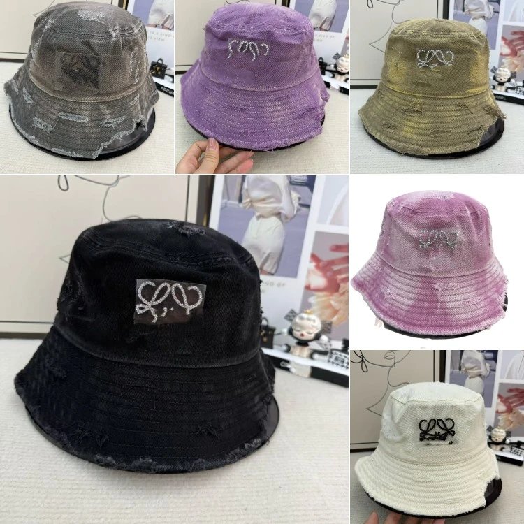 Loewe Anagram Distressed Denim Bucket Hat - 007462