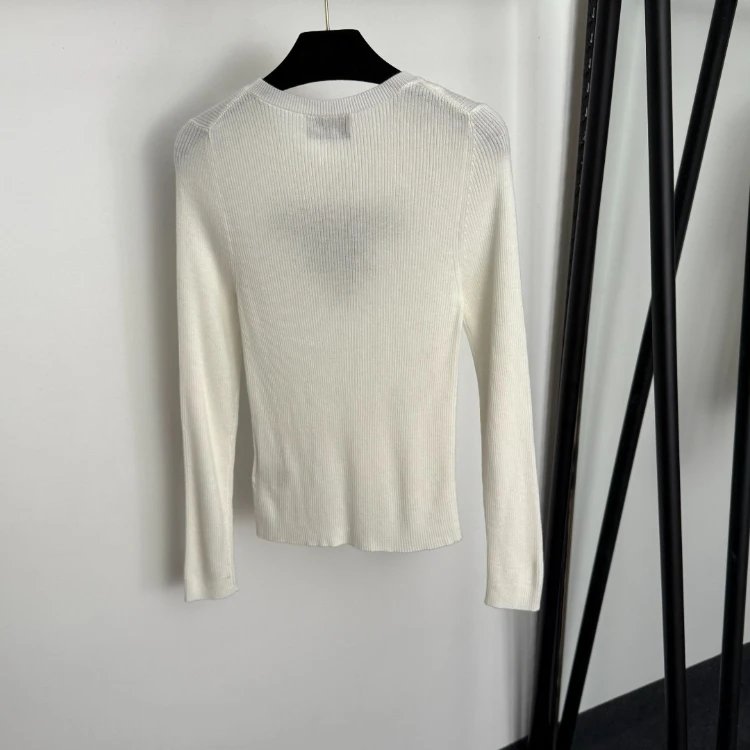 Prada Knitwear Ribbed crew-neck long-sleeve logo knit top image 4