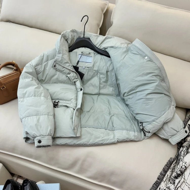 Unbranded Down Jackets AH609 Short Puffer Jacket with Stand Collar and Sleeve Pocket image 3