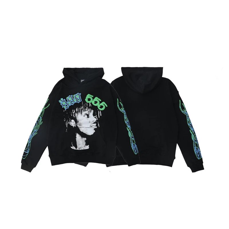 Sp5der x Juice WRLD 999 555 Black Hoodie - 006012