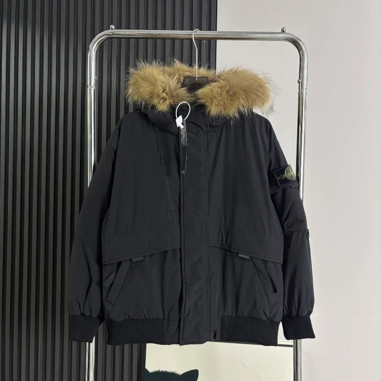 Unbranded Down Jackets STD90 fur-trim hood — SKU-01-39 Black