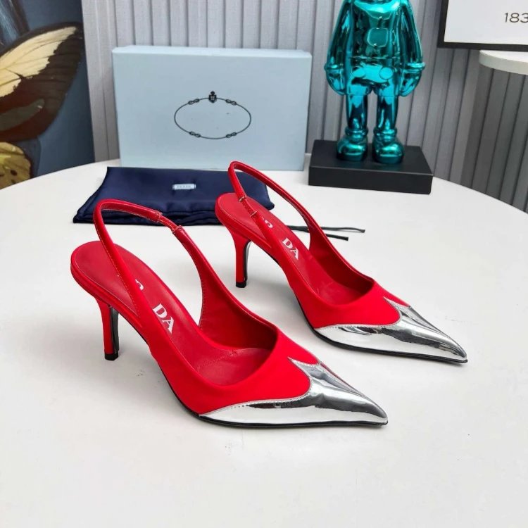 Unbranded High Heels Pointed-Toe Slingback Stiletto with Metallic Toe Cap image 5