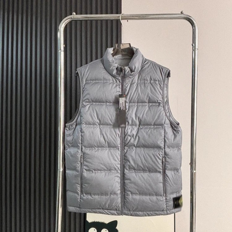 Unbranded Vests Reversible stand-collar quilted down vest — SKU-03-32 Gray