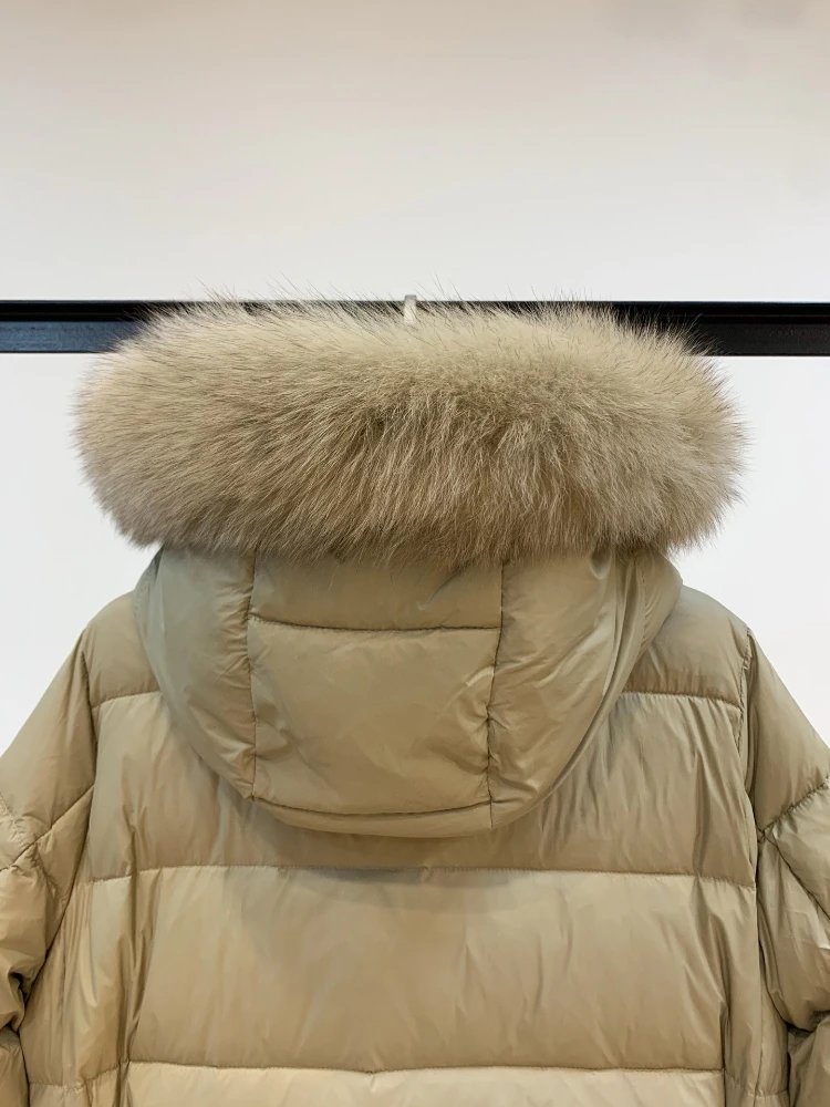 Unbranded Down Jackets Long belted hooded puffer with fur-trim hood image 3