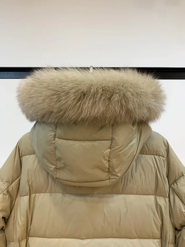 Unbranded Down Jackets Long belted hooded puffer with fur-trim hood product detail image 3