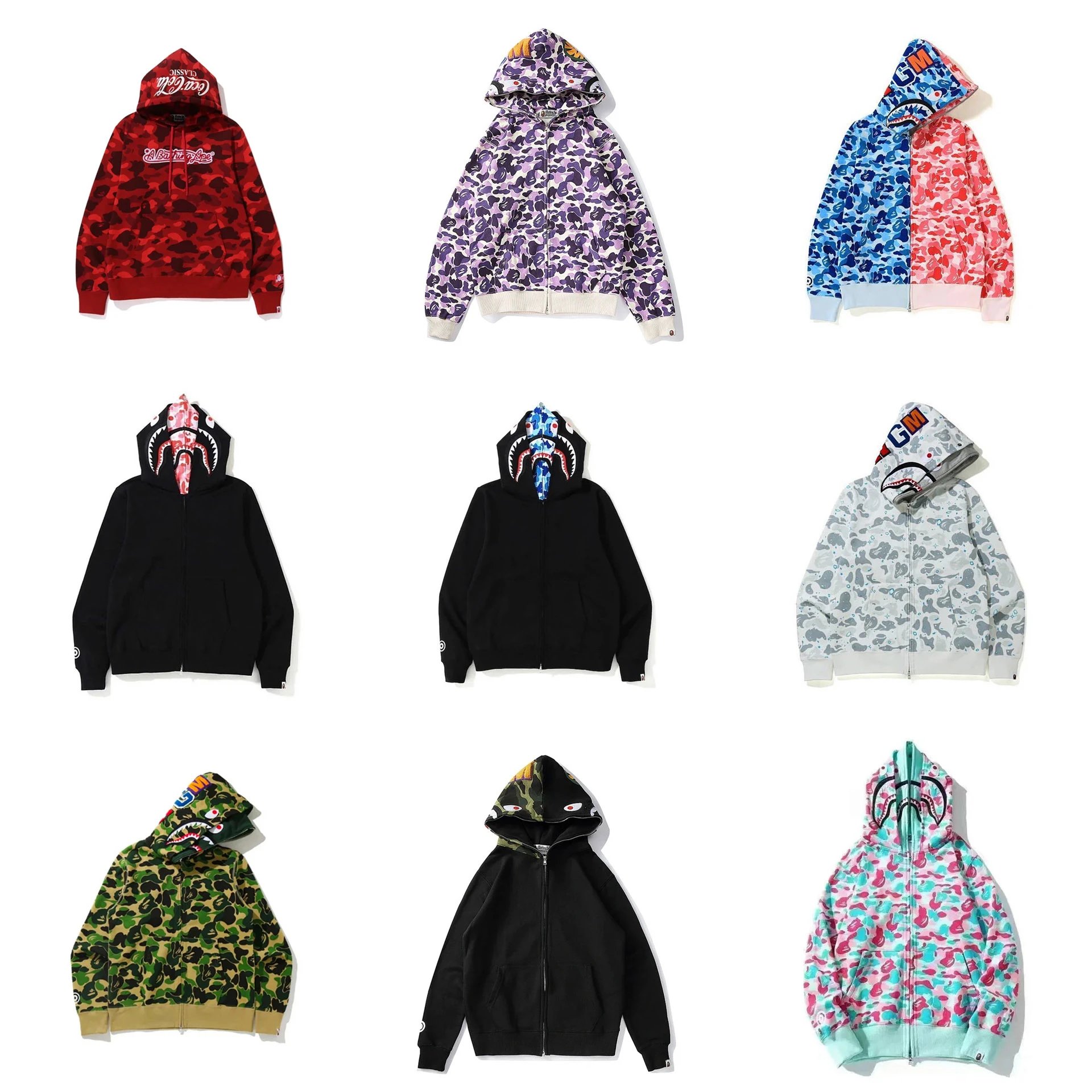 A BATHING APE Shark Hoodie Full-Zip Hoodies [33 styles]