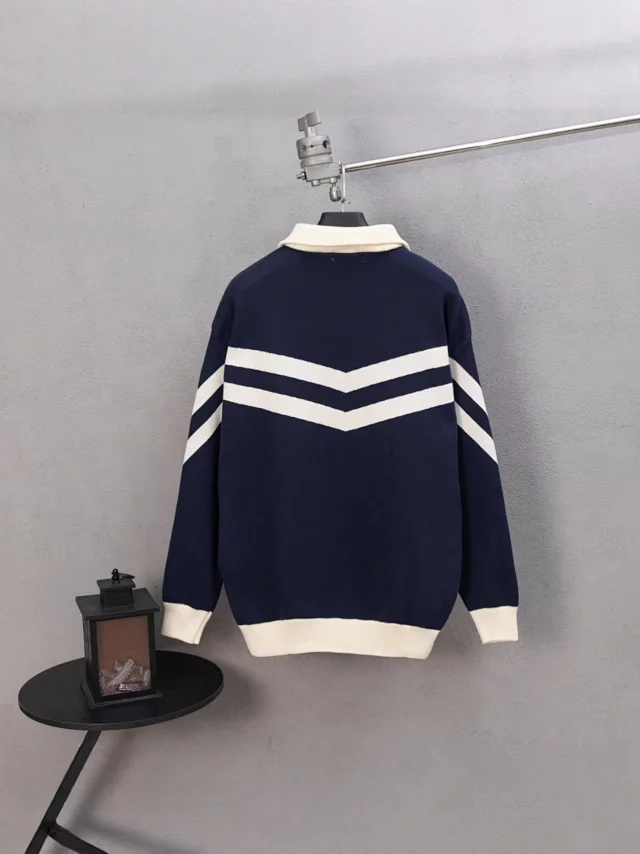 Louis Vuitton Knitwear Color-Block Chevron Full-Zip Knit Cardigan product detail image 2