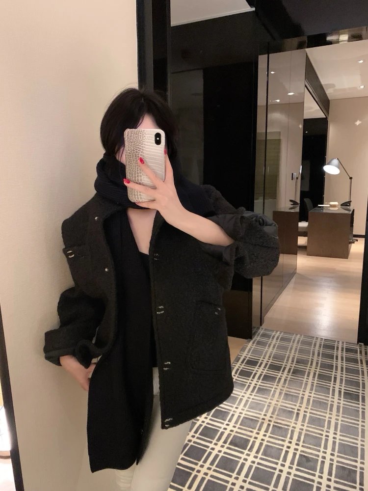 Chanel Jackets Bouclé stand-collar jacket with patch pockets and quilted elbow patches image 3