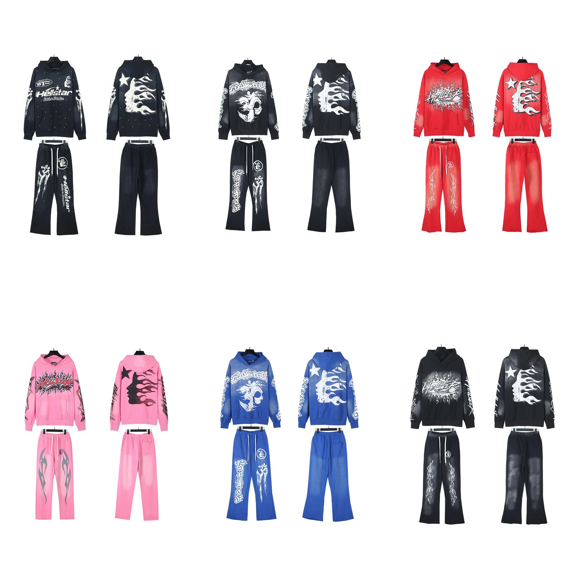 Hellstar Flame Graphic Hoodie and Pants Set
