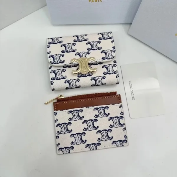 Celine Triomphe Mini Wallet in Powder Blue Leather Short Wallet - 6