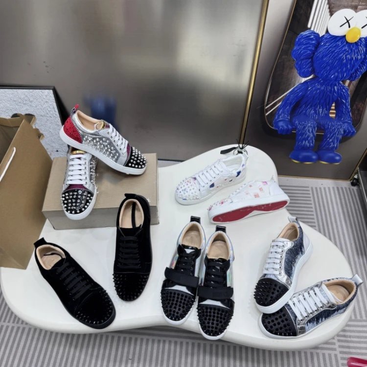 sneakers with rhinestones and red soles