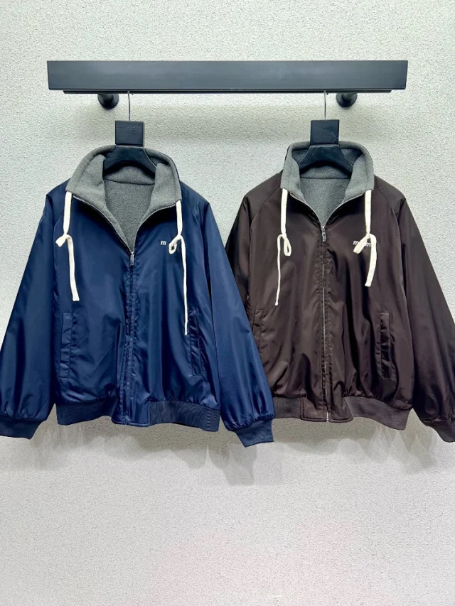 MM Jackets Reversible contrast hood zip bomber jacket product detail image 1