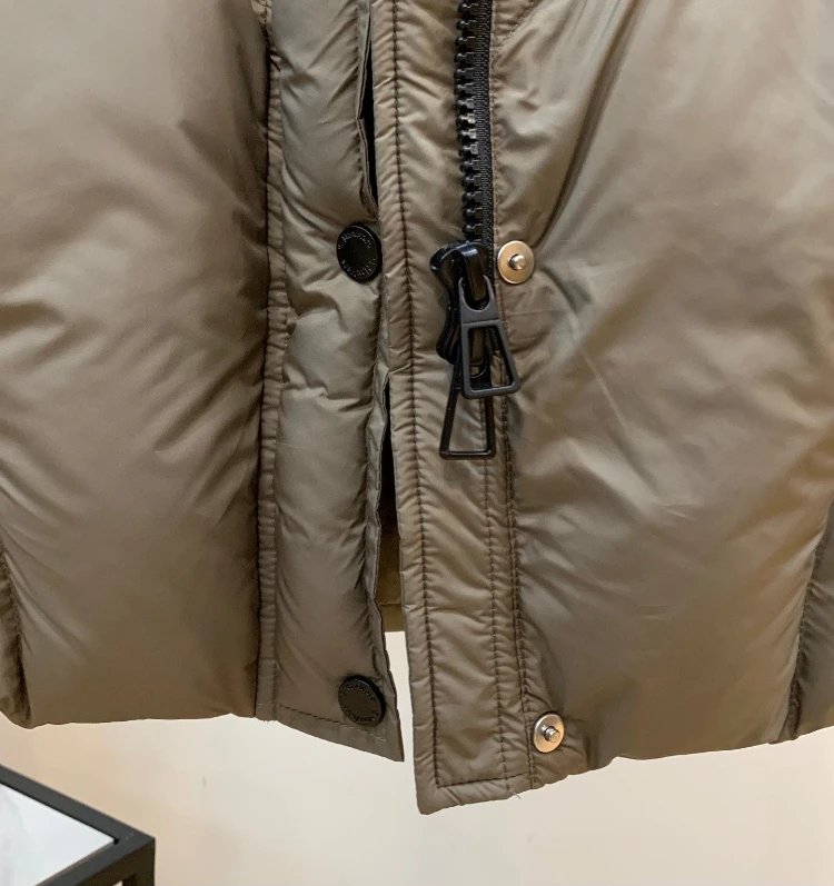 Unbranded Down Jackets Mid-Length Hooded Puffer with Chevron Quilting and Zip Pockets image 6
