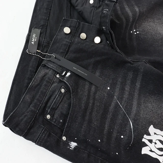 Amiri Jeans Paint-Splatter Distressed Slim-Fit product detail image 2