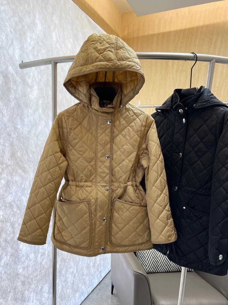 Unbranded Jackets Hooded diamond-quilted padded jacket with drawstring waist and patch pockets image 3