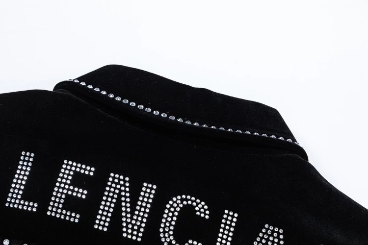 Balenciaga Jackets Rhinestone Velvet Zip Jacket image 6