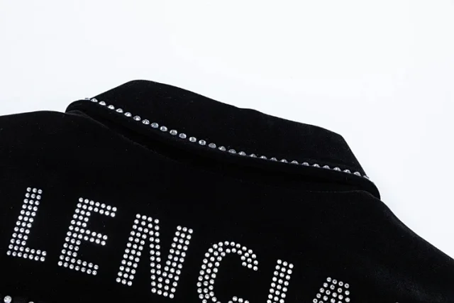 Balenciaga Jackets Rhinestone Velvet Zip Jacket product detail image 6