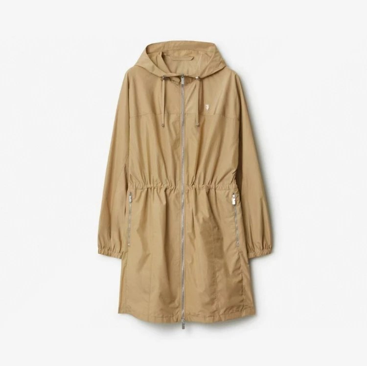 Unbranded Coats Hooded zip-front drawstring-waist coat — Khaki