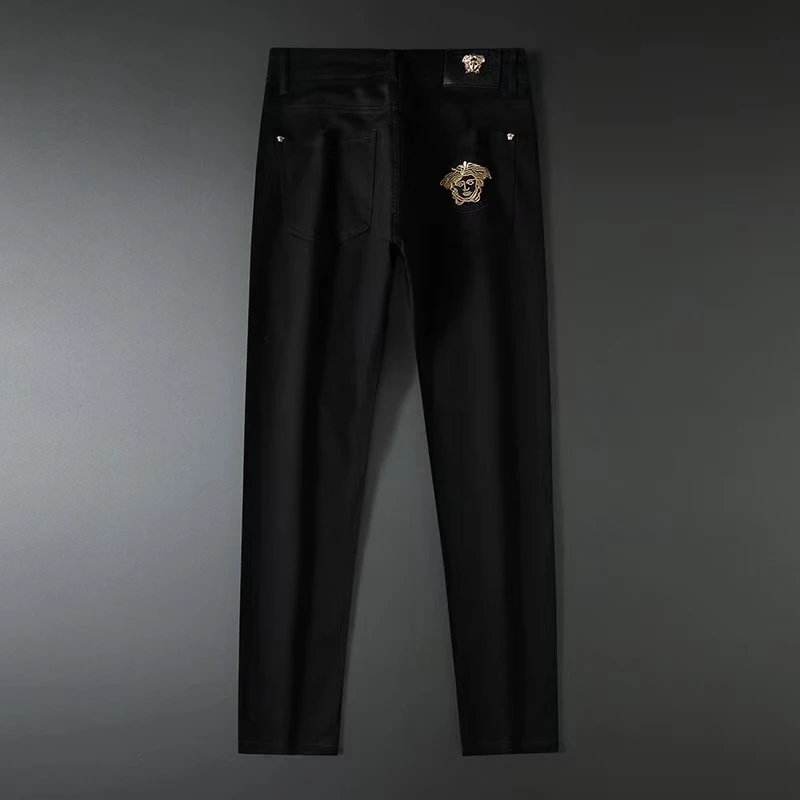 Versace Medusa Embroidered Black Jeans - 2