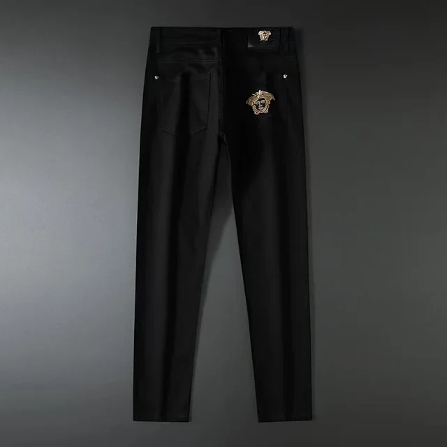 Unbranded Jeans Black with gold Medusa-head embroidery product detail image 2