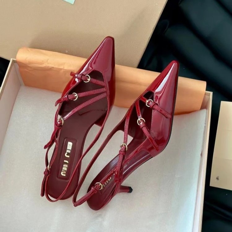 Miu High Heels Pointed-Toe Strappy Slingback Pumps image 3