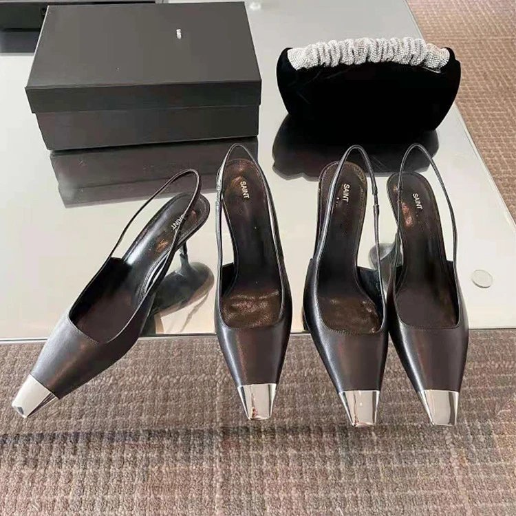 Saint Laurent Blade Metallic Toe Slingback Pumps - 007454