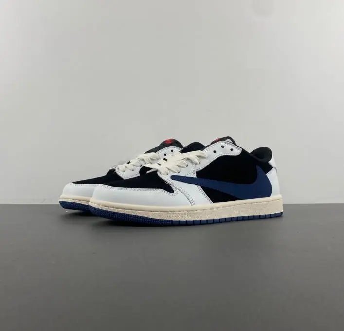 Nike Sneakers Low-Top Reverse-Swoosh — white black dark blue