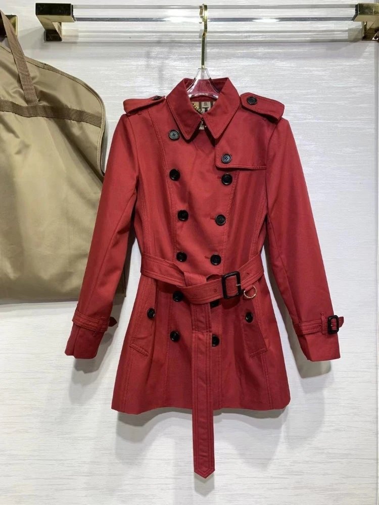 Unbranded Coats Belted Double-Breasted Short Trench Coat image 3