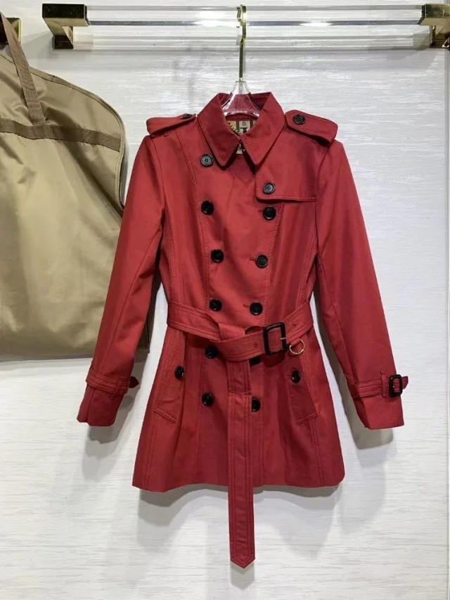 Unbranded Coats Belted Double-Breasted Short Trench Coat product detail image 3