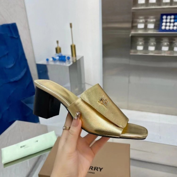 Burberry High Heels TB Monogram Block-Heel Mules image 3