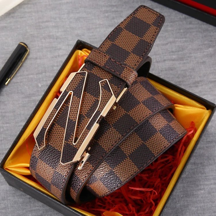 SKU-01-Brown Plaid with Z-Gold Buckle