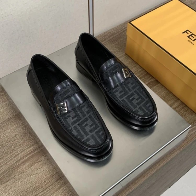 Fendi Leather Shoes FF Buckle Loafers — 5